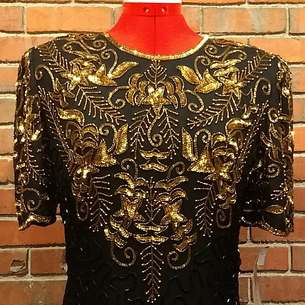 Sz S vintage Mark & John black silk dress